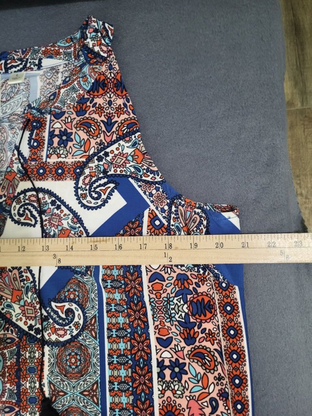 Tacera Womens SZ LG Sleeveless Paisley Print Tank Dress Tassels Boho Resort - Picture 5 of 7